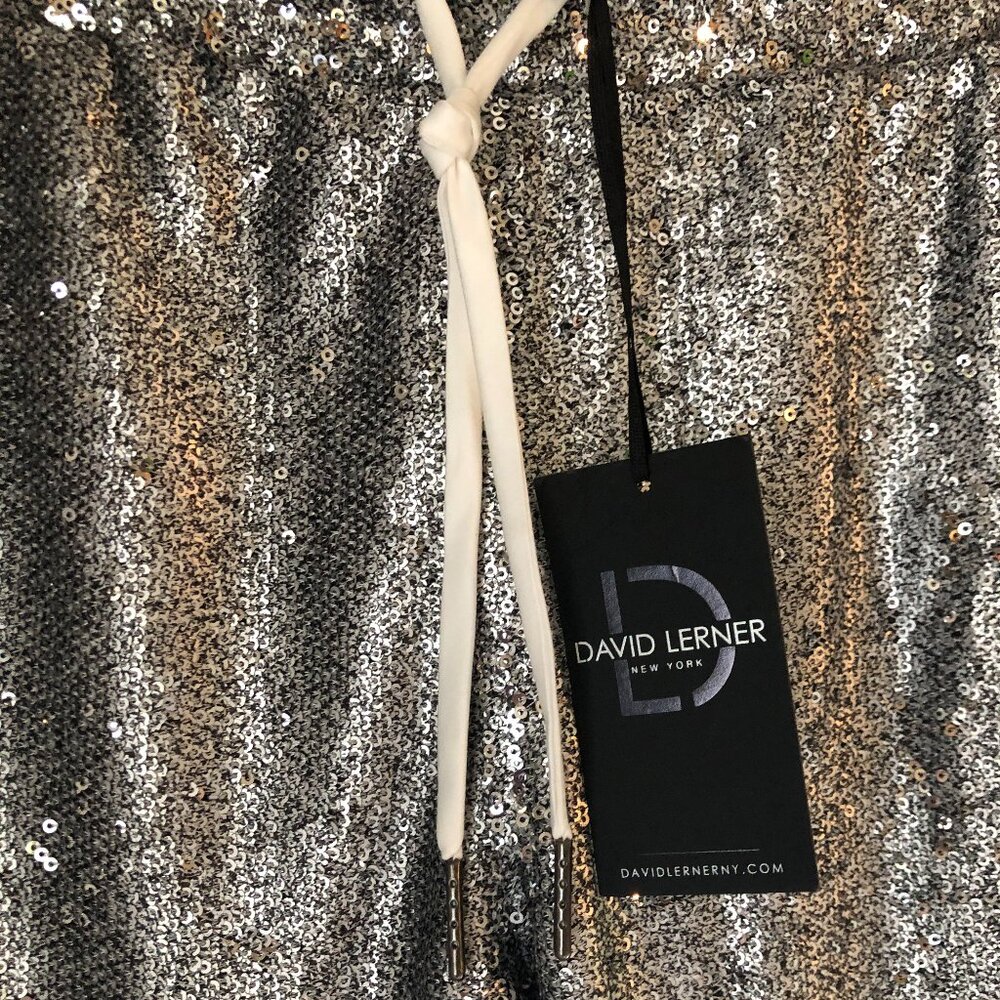 NWT David Lerner Silver Sequin Jogger Pant - Picture 3 of 16